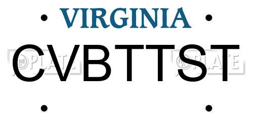 CVBTTST Virginia License Plate