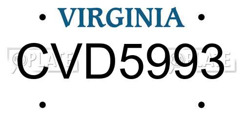 CVD5993 Virginia License Plate