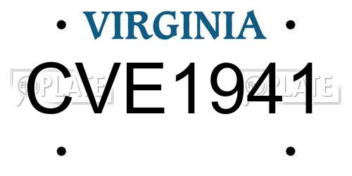 CVE1941 Virginia License Plate