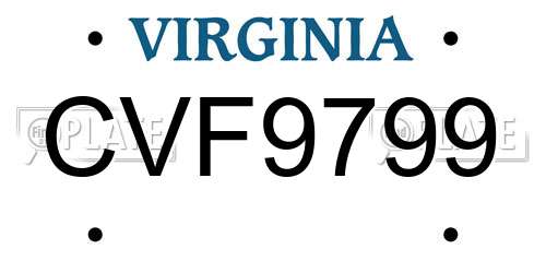 CVF9799 Virginia License Plate