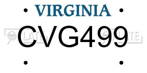 CVG499 Virginia License Plate