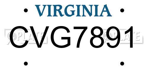 CVG7891 Virginia License Plate