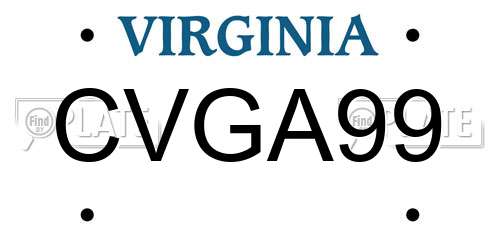 CVGA99 Virginia License Plate