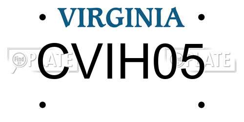 CVIH05 Virginia License Plate