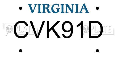 CVK91D Virginia License Plate
