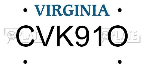 CVK91O Virginia License Plate
