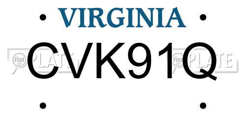 CVK91Q Virginia License Plate
