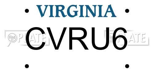 CVRU6 Virginia License Plate