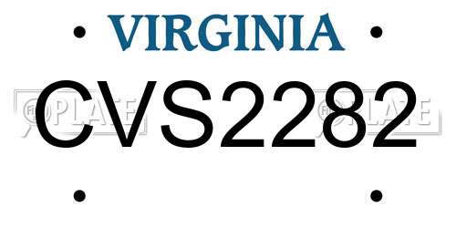 CVS2282 Virginia License Plate