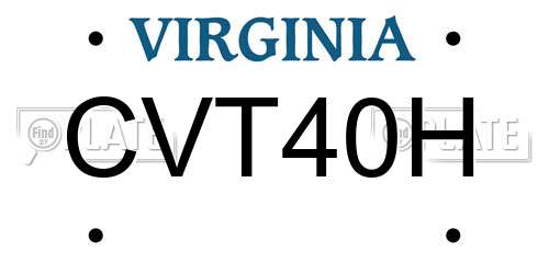 CVT40H Virginia License Plate