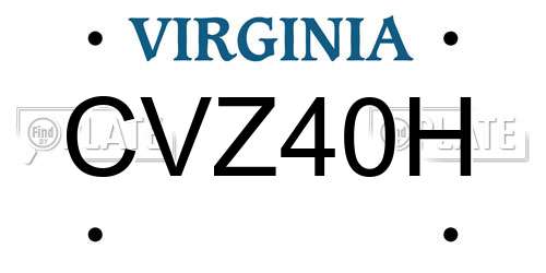 CVZ40H Virginia License Plate
