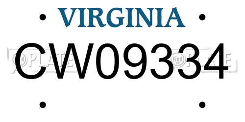 CW09334 Virginia License Plate