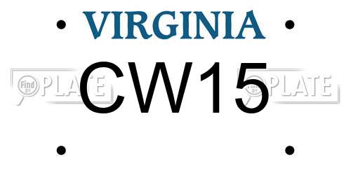 CW15 Virginia License Plate