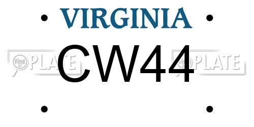 CW44 Virginia License Plate