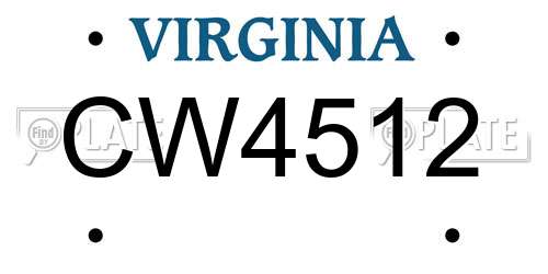 CW4512 Virginia License Plate