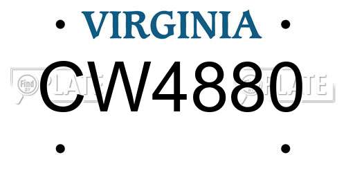 CW4880 Virginia License Plate