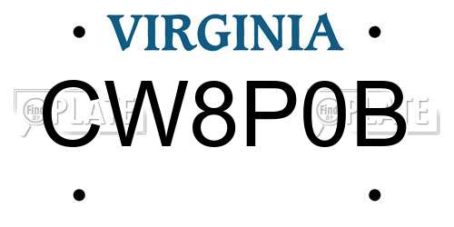 CW8P0B Virginia License Plate