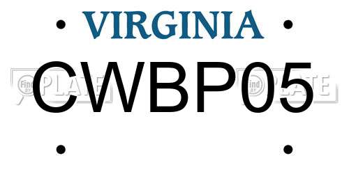 CWBP05 Virginia License Plate