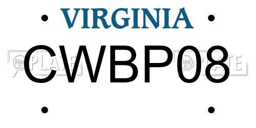 CWBP08 Virginia License Plate