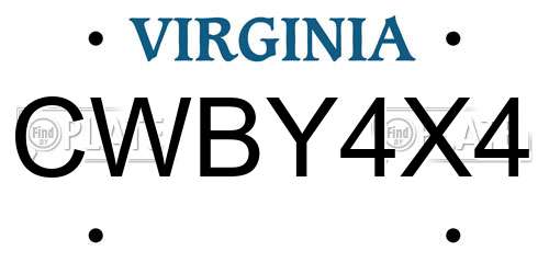 CWBY4X4 Virginia License Plate