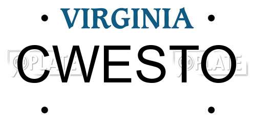 CWESTO Virginia License Plate