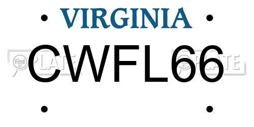 CWFL66 Virginia License Plate