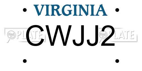 CWJJ2 Virginia License Plate