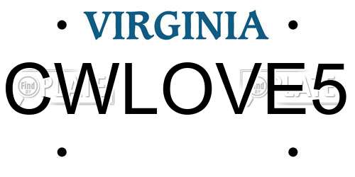 CWLOVE5 Virginia License Plate