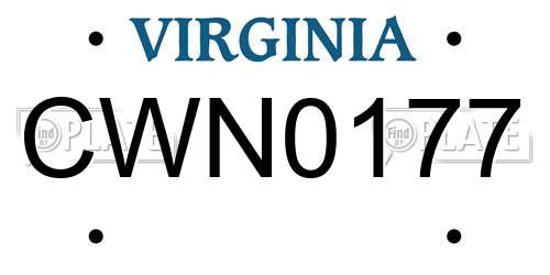 CWN0177 Virginia License Plate