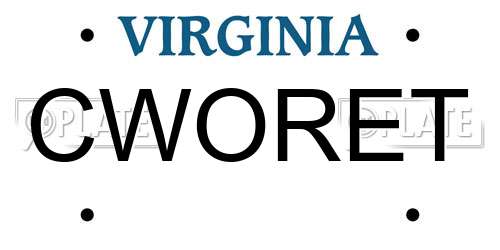 CWORET Virginia License Plate