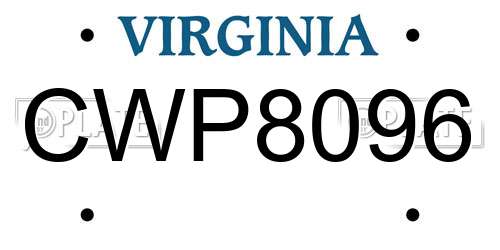 CWP8096 Virginia License Plate
