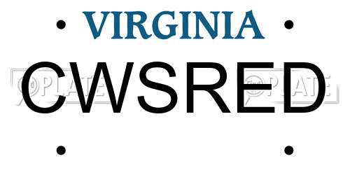 CWSRED Virginia License Plate