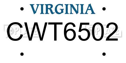 CWT6502 Virginia License Plate