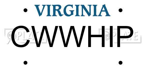 CWWHIP Virginia License Plate