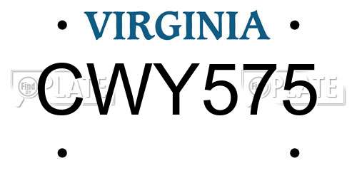 CWY575 Virginia License Plate