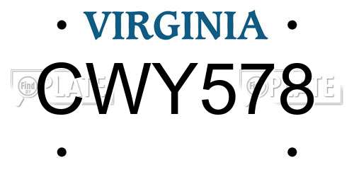 CWY578 Virginia License Plate