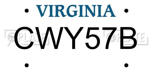 CWY57B Virginia License Plate