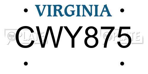 CWY875 Virginia License Plate