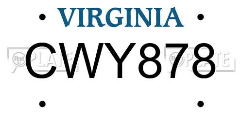 CWY878 Virginia License Plate