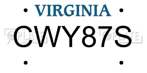 CWY87S Virginia License Plate