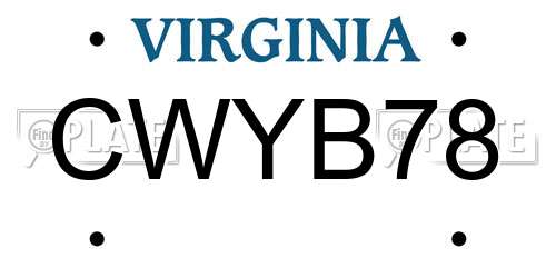 CWYB78 Virginia License Plate