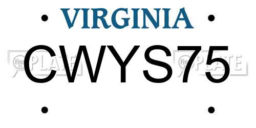 CWYS75 Virginia License Plate