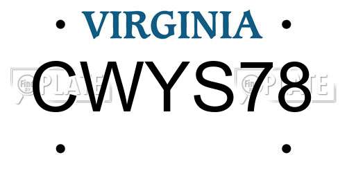 CWYS78 Virginia License Plate