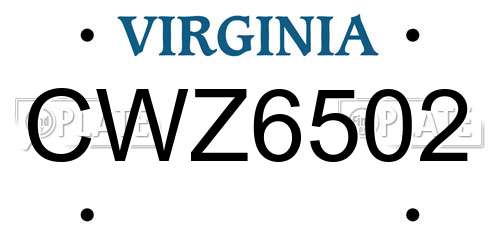 CWZ6502 Virginia License Plate