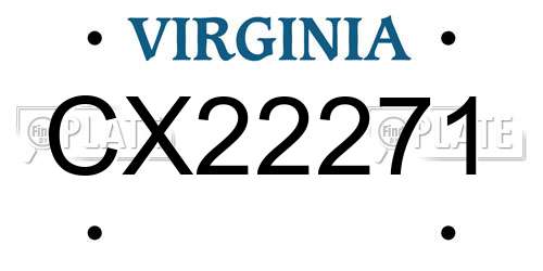 CX22271 Virginia License Plate