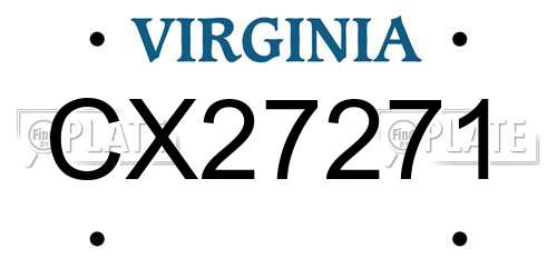 CX27271 Virginia License Plate