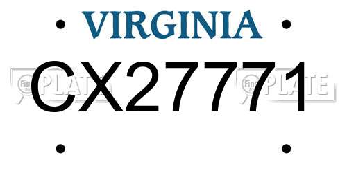 CX27771 Virginia License Plate