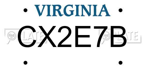 CX2E7B Virginia License Plate