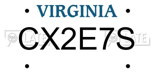 CX2E7S Virginia License Plate