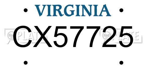 CX57725 Virginia License Plate